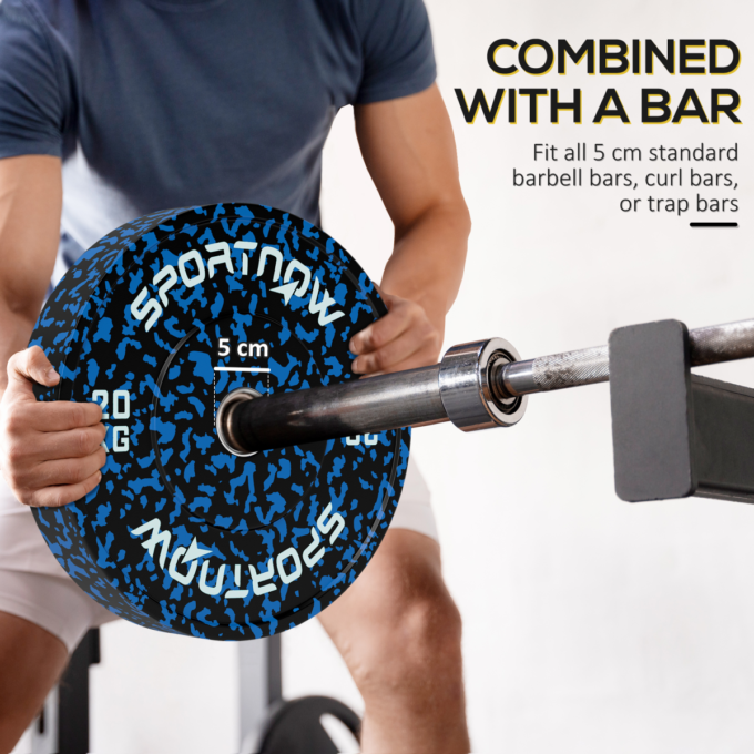 SPORTNOW Olympic Weight Plates with 5cm Holes for Weight Lifting, 2 x 10kg