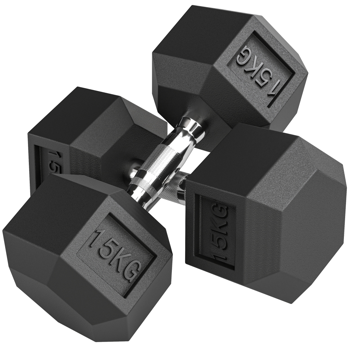HOMCOM Rubber Hex Dumbbell Portable Hand Weights for Home Gym - Image 2