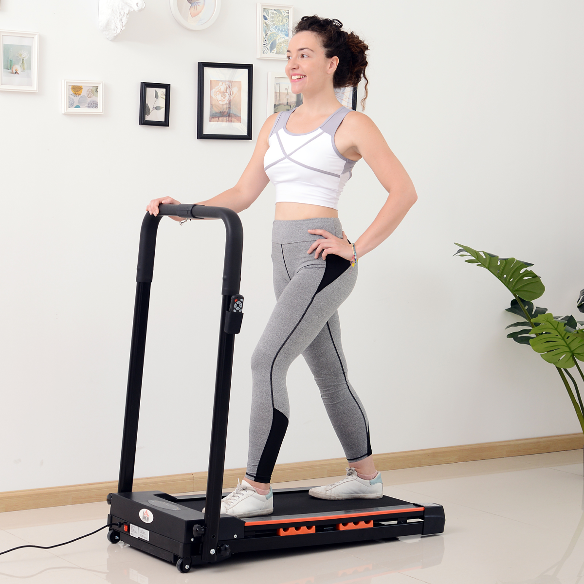 1-6 km/h Folding Motorized Treadmill Walking w/ Remote Stopper Fitness HOMCOM - Image 2