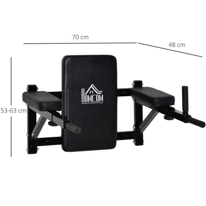 Gym Rack Dip Station Wall Mounted AB Knee Leg Raise Pull Up Fitness HOMCOM