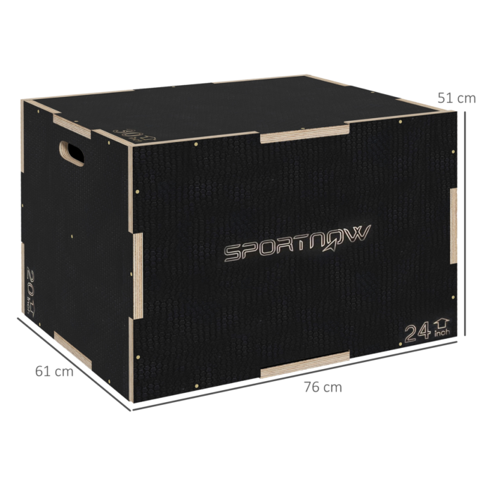 SPORTNOW 51/61/76cm Plyometric Jump Box, Wooden Plyo Box for Home Gym