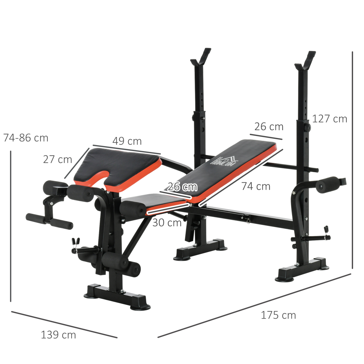 Multi-Function Adjustable Weight Training Bench Gym Fitness Lifting HOMCOM - Image 3