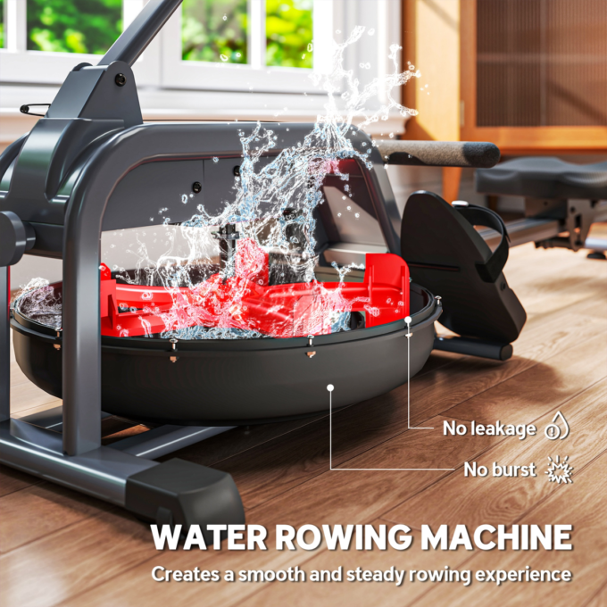 SPORTNOW Water Rowing Machine with Adjustable Resistance, Vertical Storage