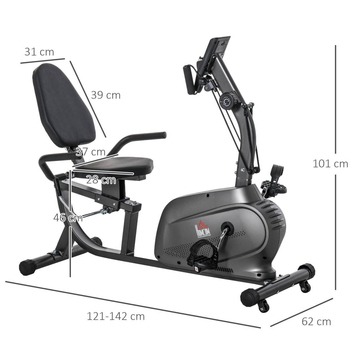 Exercise Training Stationary Cycling Bike w/ LCD Monitor & Pad Holder HOMCOM - Image 3