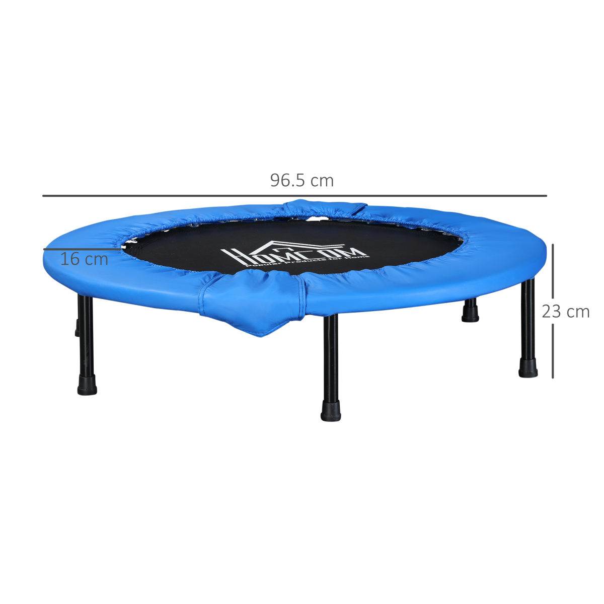 96 cm Foldable Mini Fitness Trampoline Exercise Rebounder Jumper, Blue HOMCOM - Image 3