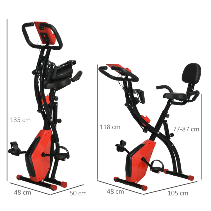 2-In-1 Upright Exercise Bike 8-Level Adjustable with Pulse Sensor Red