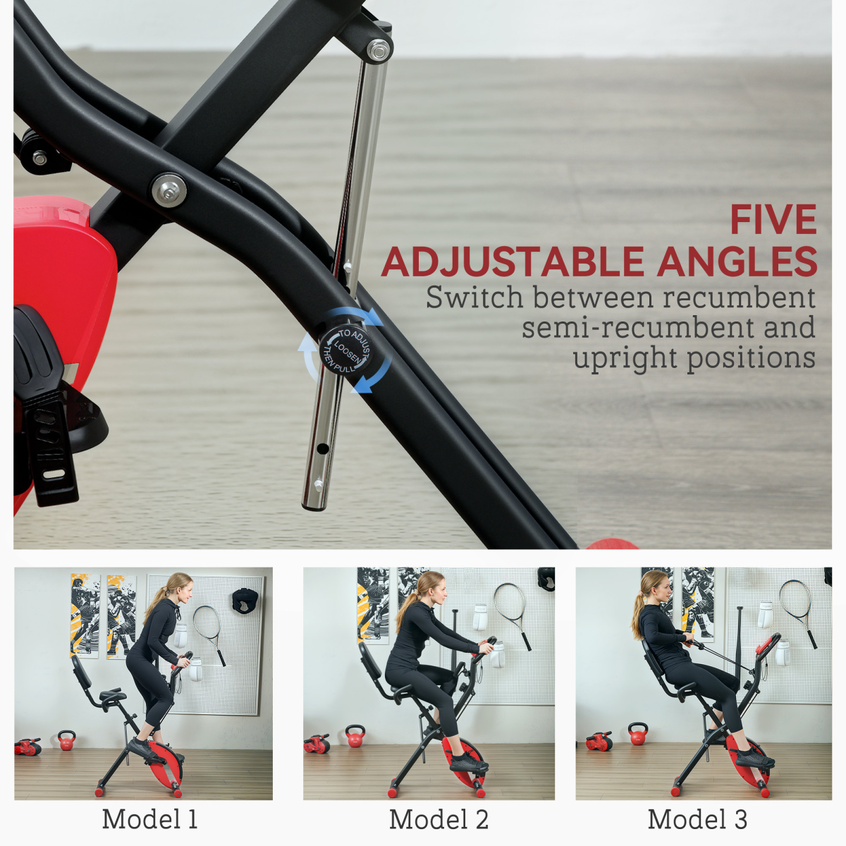 SPORTNOW Folding Exercise Bike with Arm Bands and Hand Pulse Sensor - Image 3