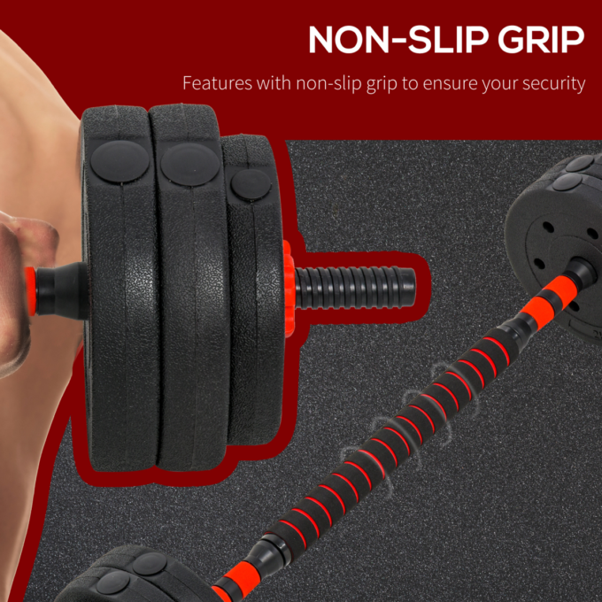 HOMCOM 20kg Adjustable 2 IN 1 Barbell Dumbbells Weight Set for Body Fitness