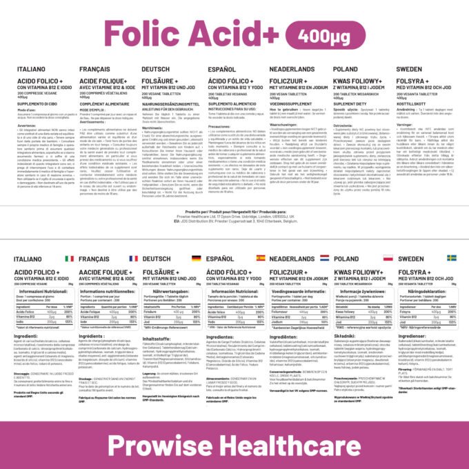 Folic Acid Tablets 400 mcg - 400 Vegan Vitamin B9 Tablets