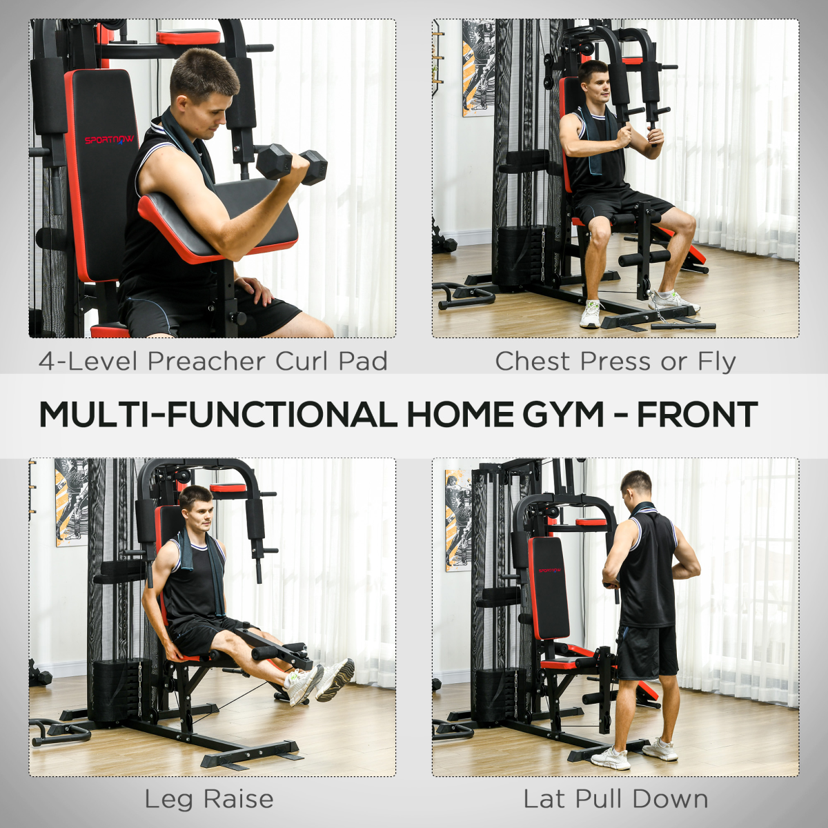 Multi Gym Workout Station with Sit Up Bench, Push Up Stand, Dip Station - Image 4