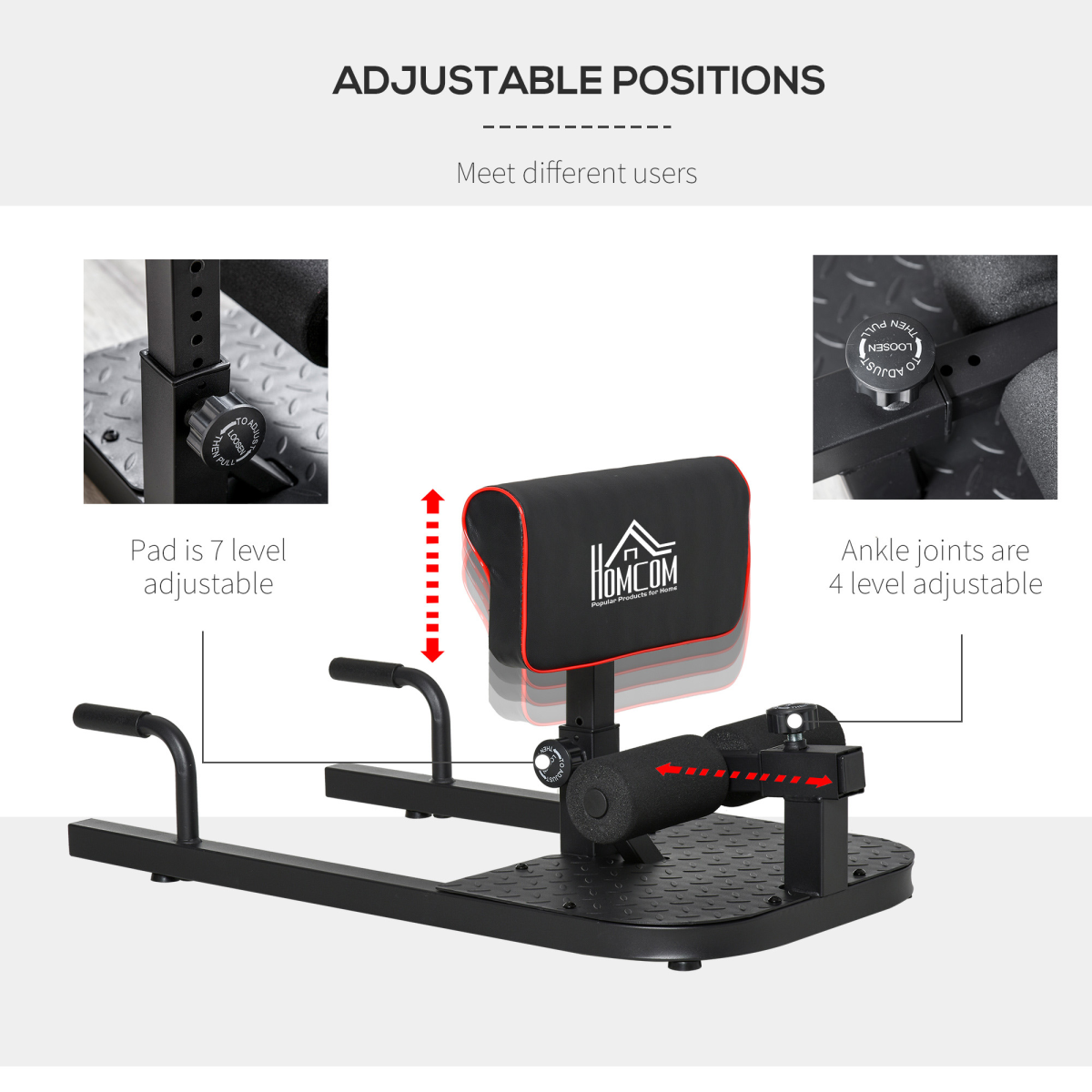 3 IN 1 Squat Machine Sit Up Push Up Gym Leg Exercise Adjustable HOMCOM - Image 4