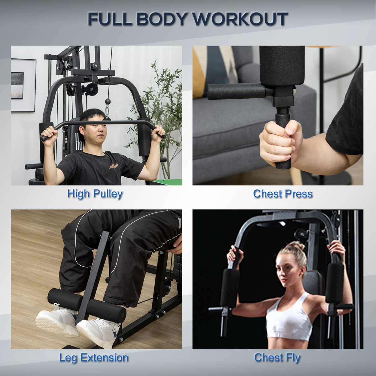 Multifunction Home Gym Machine with 45kg Weights for Full Body Workout HOMCOM - Image 4