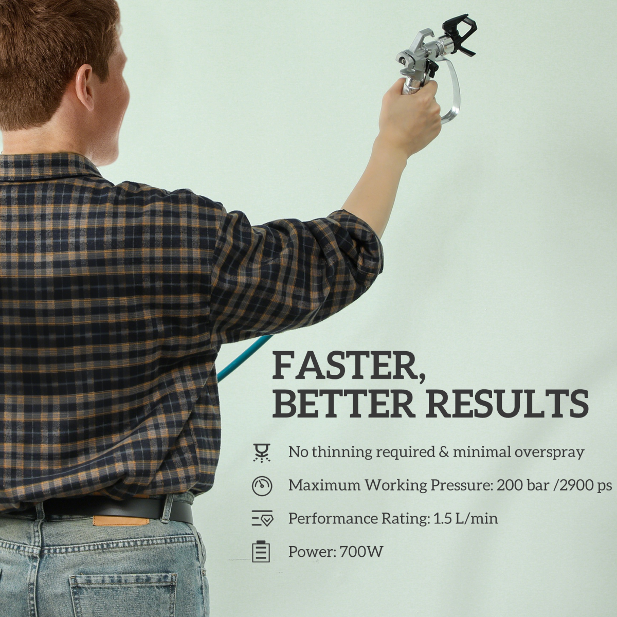 HOMCOM Airless Paint Sprayer, Wall Spray Gun for DIY Painting, 200 Bar - Image 5