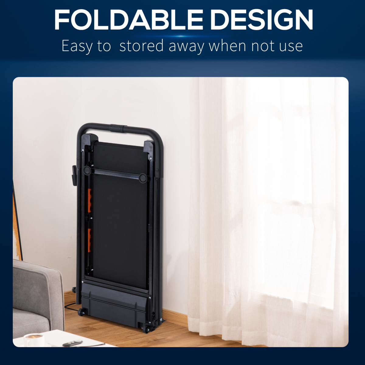 1-6 km/h Folding Motorized Treadmill Walking w/ Remote Stopper Fitness HOMCOM - Image 4