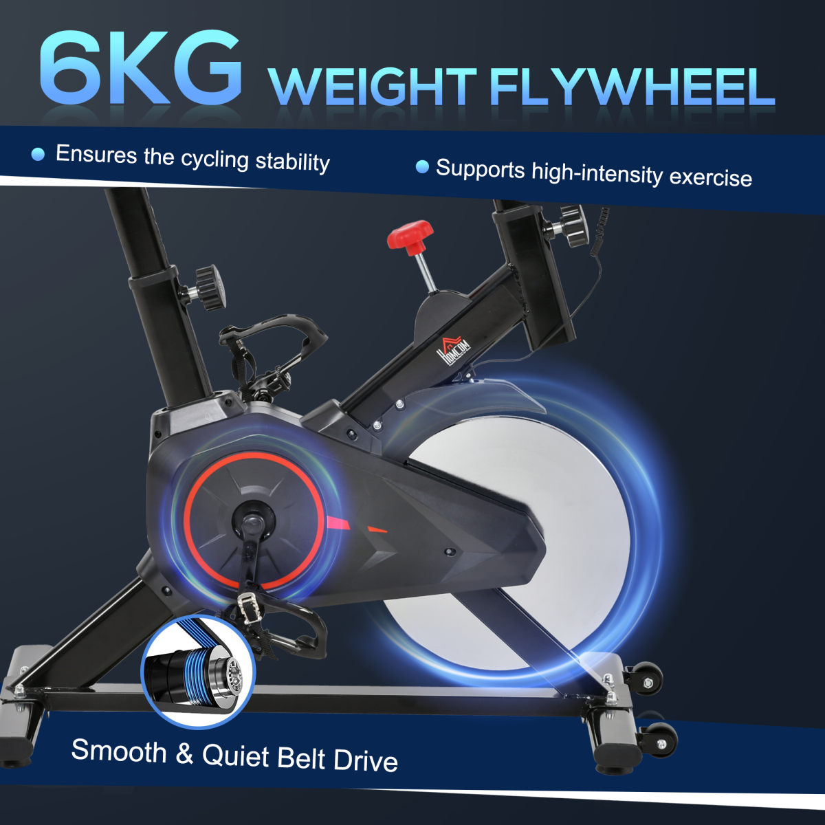 HOMCOM Indoor Exercise Bike with Adjustable Height, Resistance - Image 4