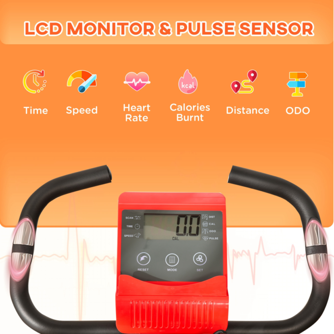 2-In-1 Upright Exercise Bike 8-Level Adjustable with Pulse Sensor Red