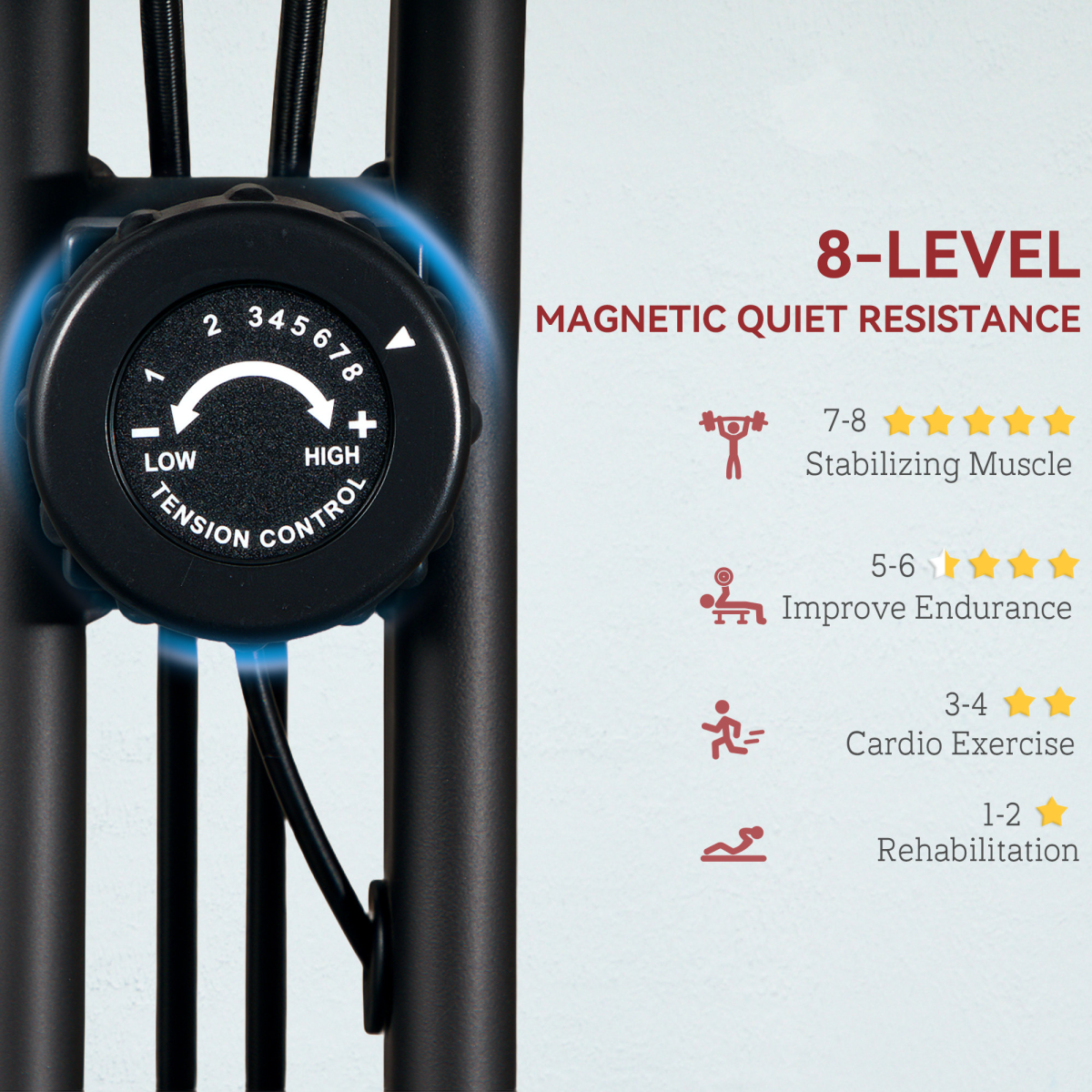 SPORTNOW Folding Exercise Bike with Arm Bands and Hand Pulse Sensor - Image 4