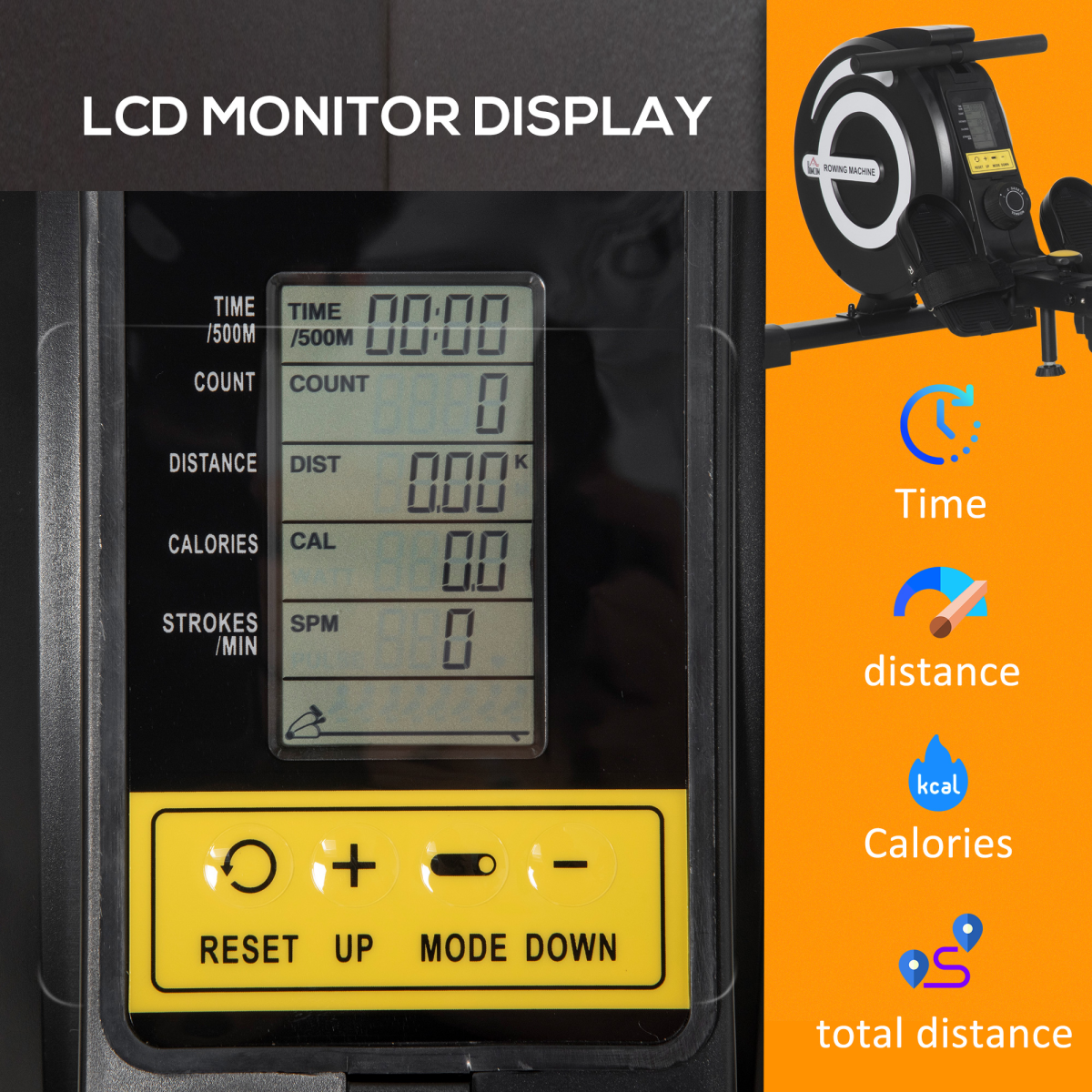 Fitness Adjustable Magnetic Rowing Machine Rower w/ LCD Digital Monitor HOMCOM - Image 5