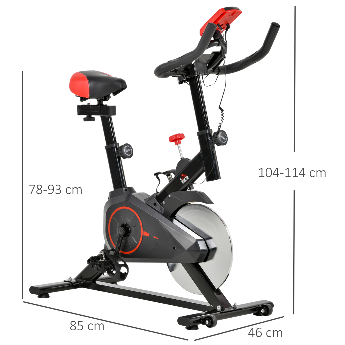 HOMCOM Indoor Exercise Bike with Adjustable Height, Resistance - Image 5