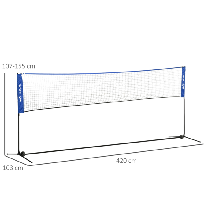 SPORTNOW 4m Badminton Net, Adjustable Sports Net for Tennis, Volleybal, Blue