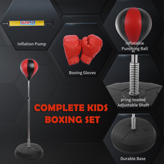 Adjust Kids Training Boxing Punching Ball Bag Boxing Punching w/ Gloves HOMCOM