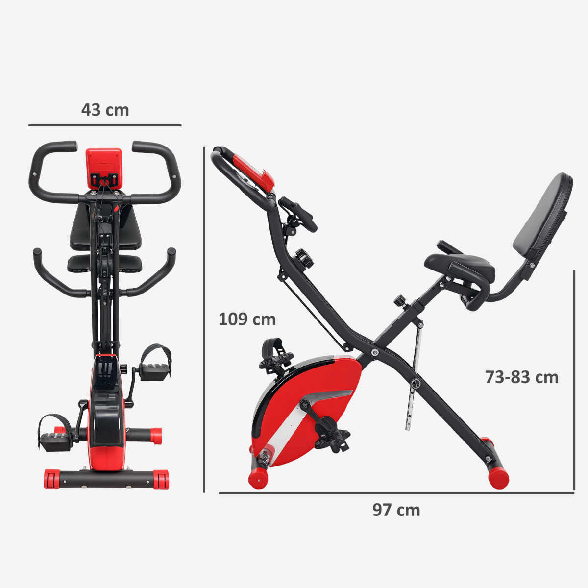 SPORTNOW Folding Exercise Bike with Arm Bands and Hand Pulse Sensor - Image 5