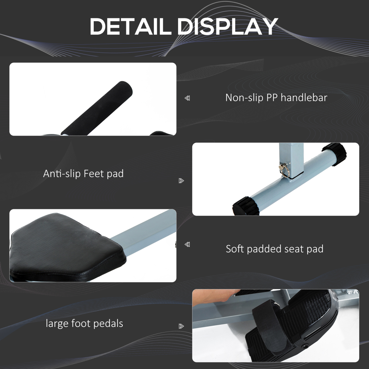 12 Level Fitness Rowing Machine Cardio Fitness Workout and Gym Training HOMCOM - Image 6