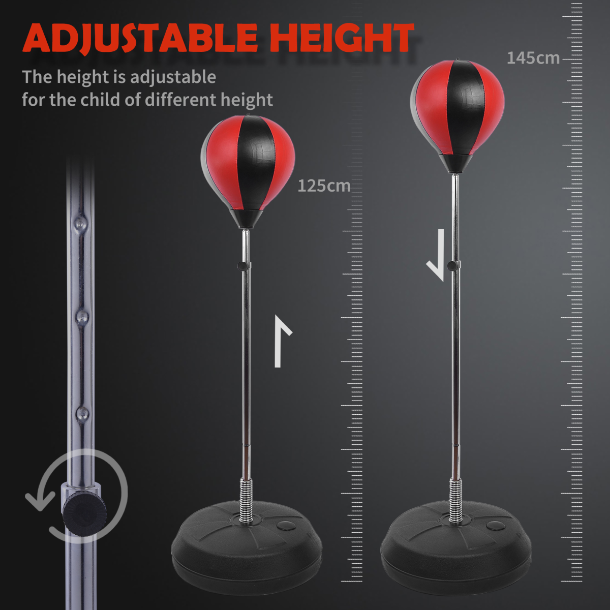 Adjust Kids Training Boxing Punching Ball Bag Boxing Punching w/ Gloves HOMCOM - Image 6