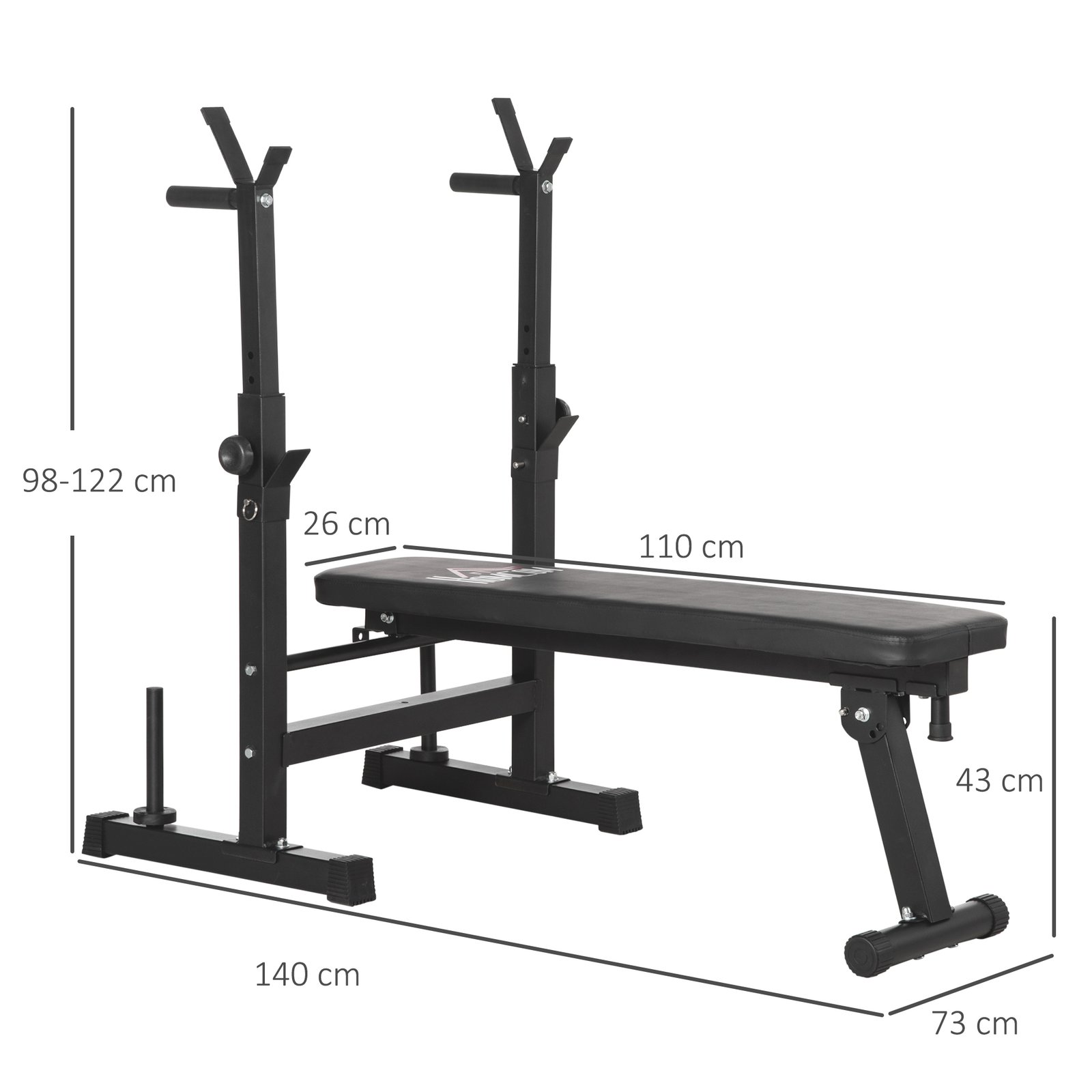 HOMCOM Adjustable Weight Bench with Barbell Rack and Dip Station, Black - Image 5