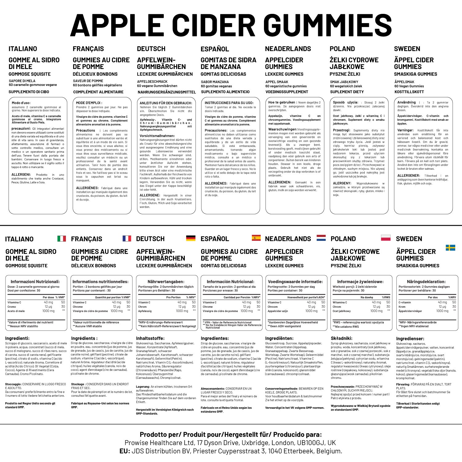 Vegan Apple Cider Vinegar Gummies | Apple Flavour | High Strength 1000mg with Vitamin C, Chromium and Pomegranate - Image 7