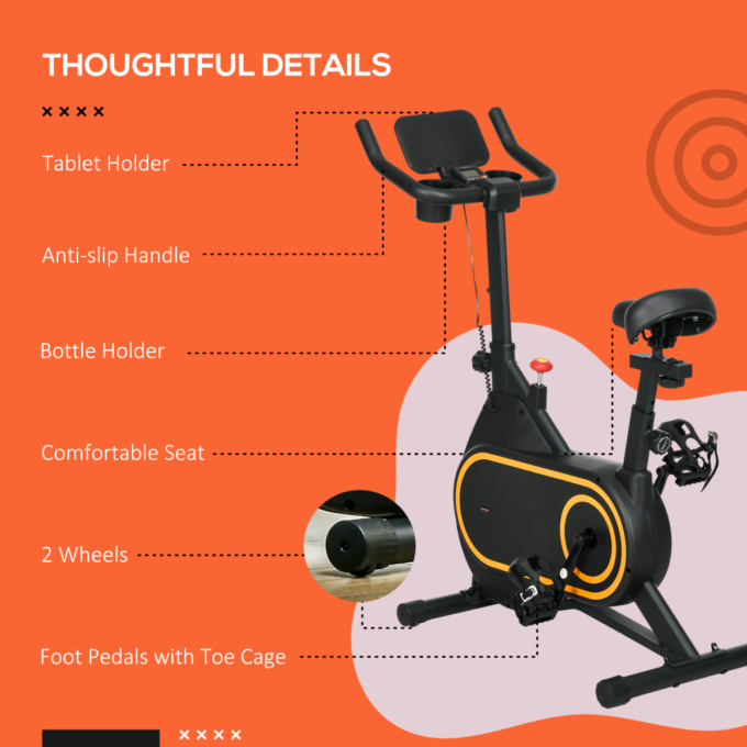 SPORTNOW Exercise Bike Stationary Bike with LCD Display for Home Cardio Workout