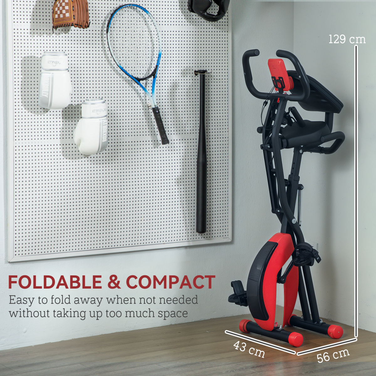 SPORTNOW Folding Exercise Bike with Arm Bands and Hand Pulse Sensor - Image 7