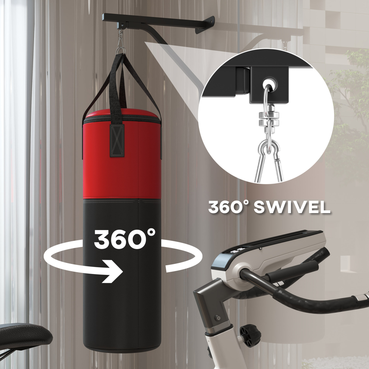 SPORTNOW Unfilled Punch Bag with Boxing Gloves and Wall Mounted Bracket - Image 8