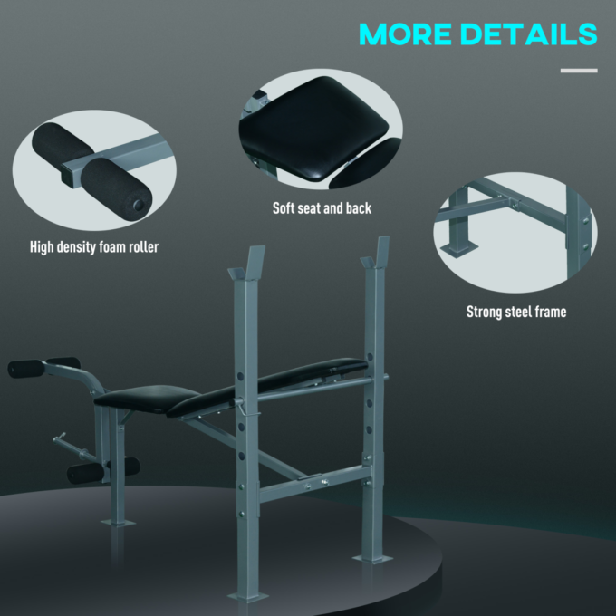 Adjustable Multi Gym Weight Bench Barbell Stand Chest Leg Abs Training HOMCOM