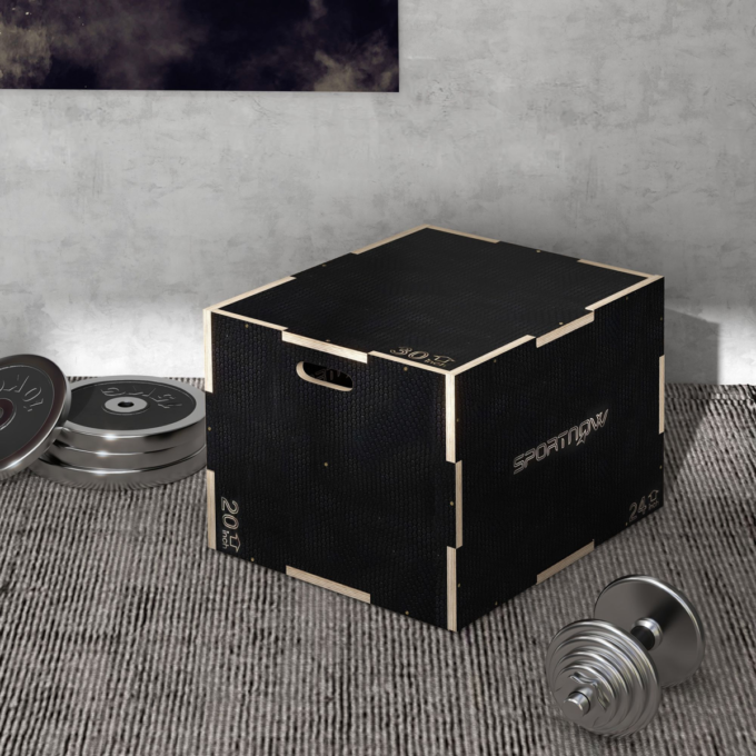 SPORTNOW 51/61/76cm Plyometric Jump Box, Wooden Plyo Box for Home Gym