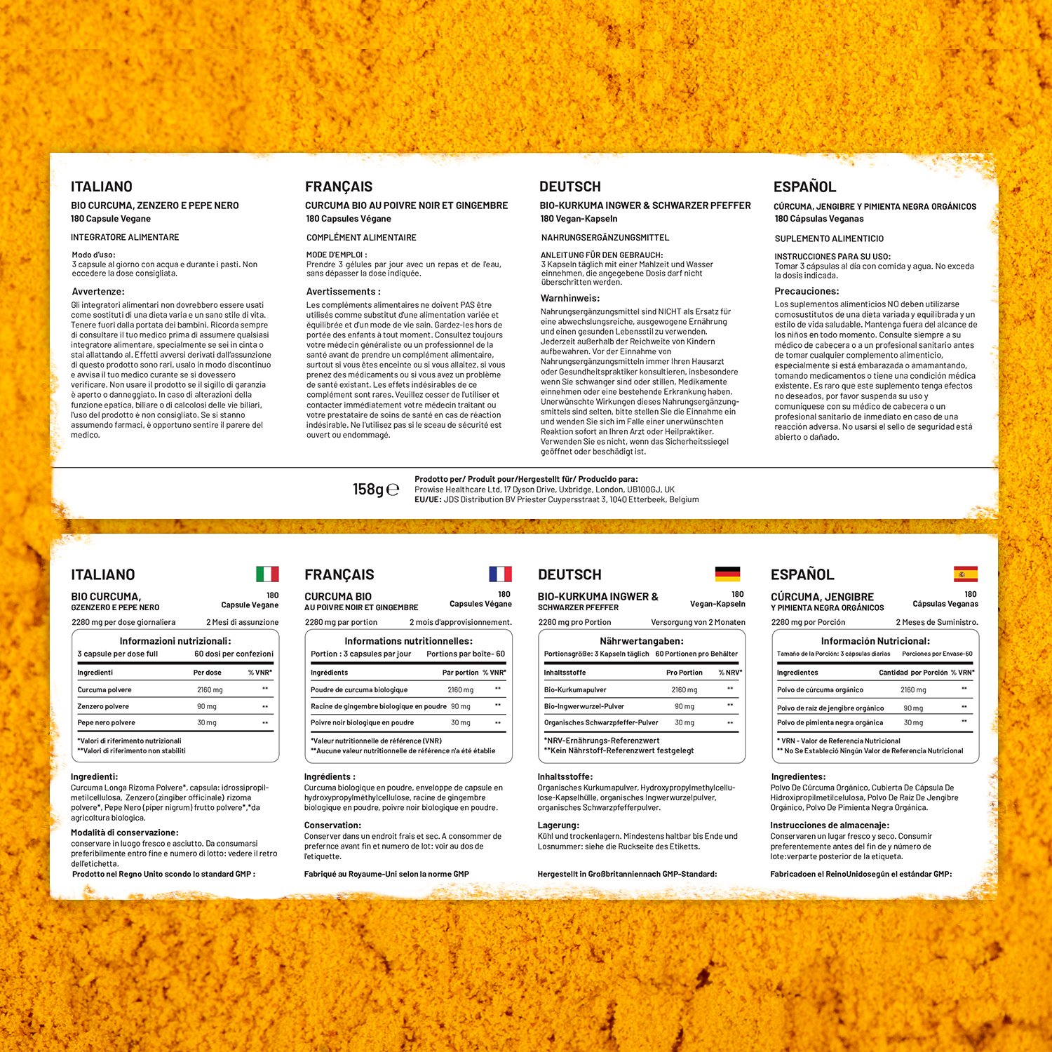 Organic Turmeric 2280mg (High Strength) with Black Pepper & Ginger - 180 Vegan Turmeric Capsules - Image 3