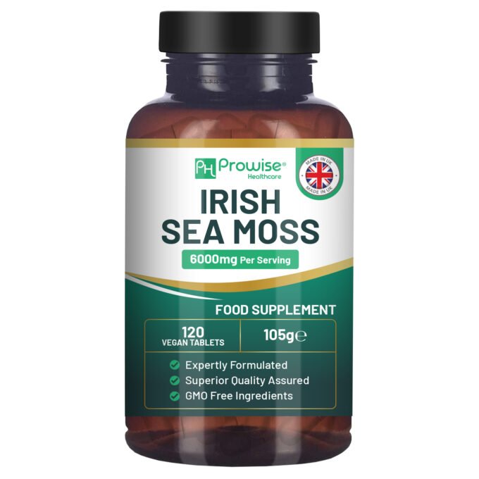 Irish Sea Moss Tablets High Strength 6000mg – Irish Sea Moss Supplement 120 Vegan Tablets High Potency