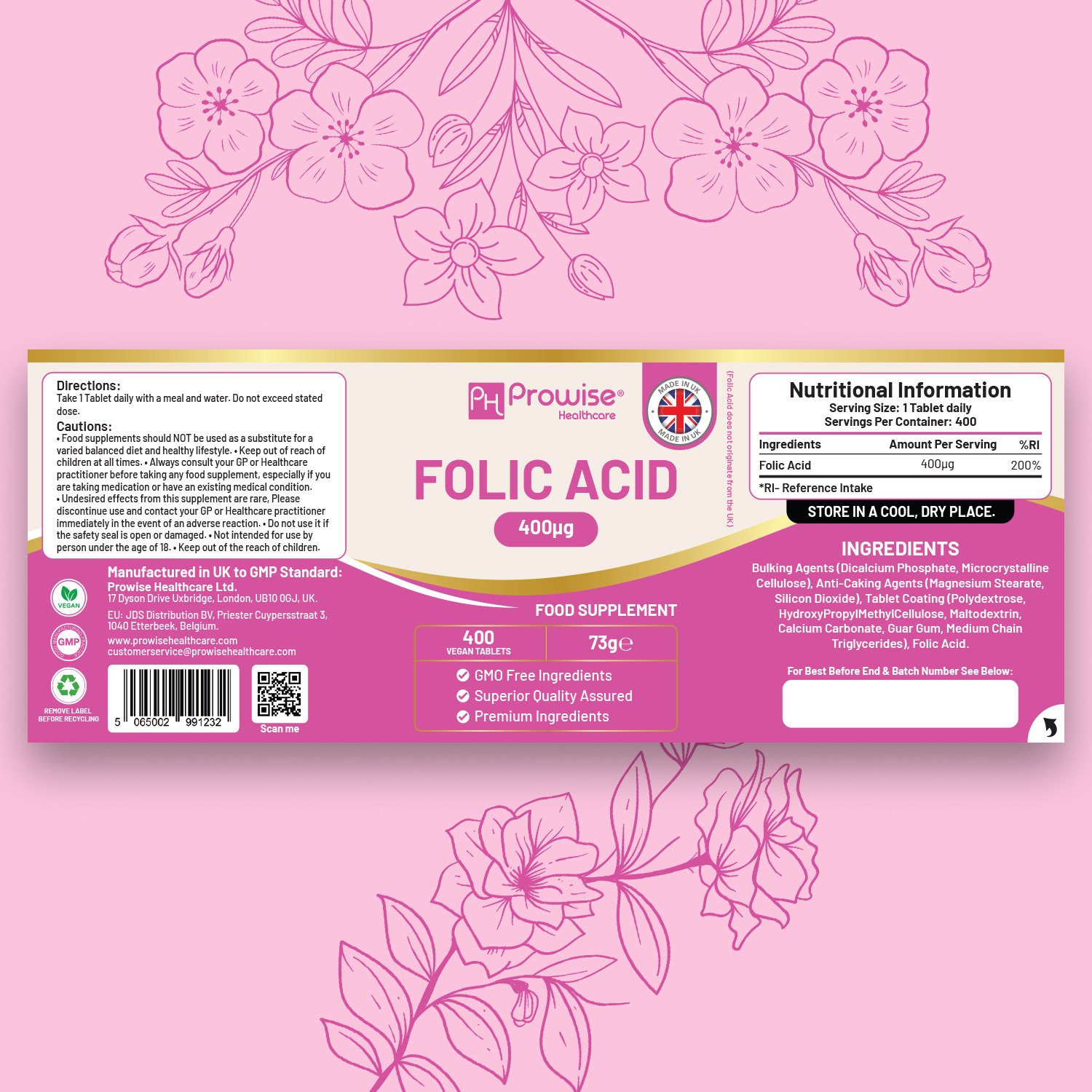 Folic Acid Tablets 400 mcg - 400 Vegan Vitamin B9 Tablets - Image 7