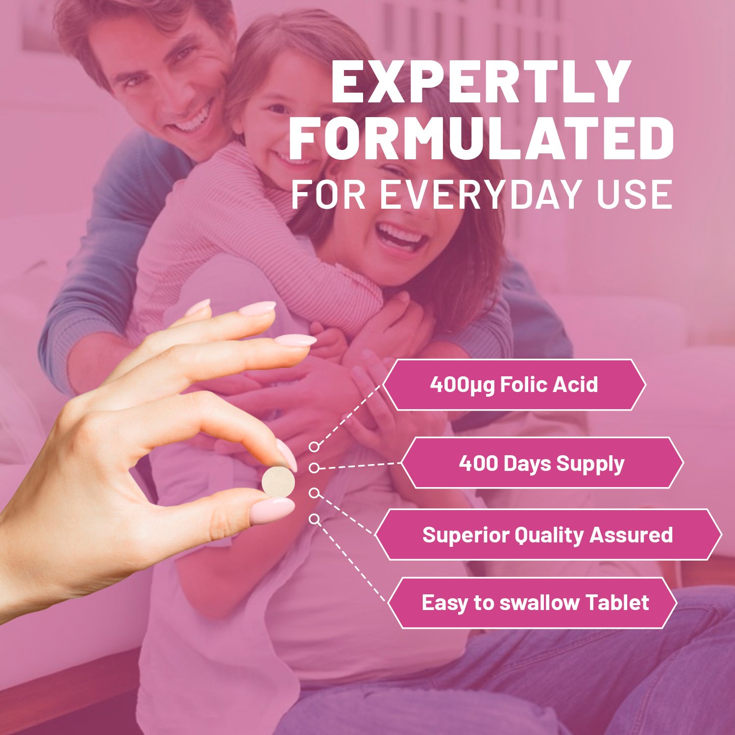 Folic Acid Tablets 400 mcg - 400 Vegan Vitamin B9 Tablets - Image 4