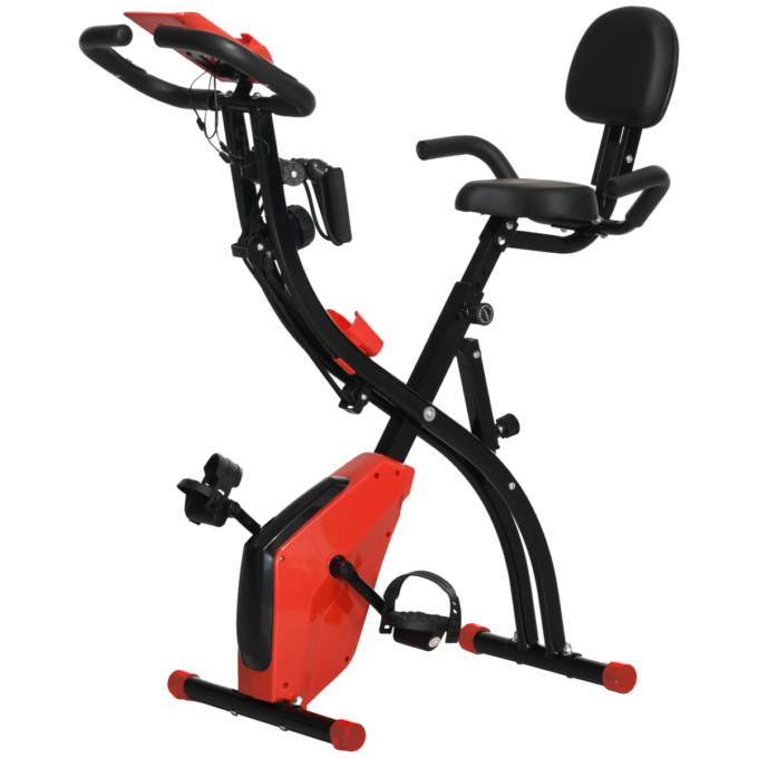 2-In-1 Upright Exercise Bike 8-Level Adjustable with Pulse Sensor Red