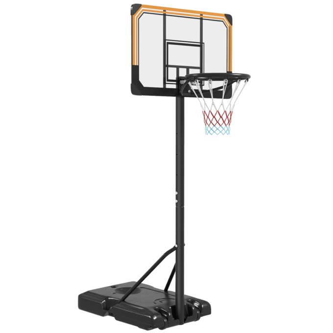 SPORTNOW Basketball Backboard Hoop Net Set System with Wheels, 182-213cm, Black
