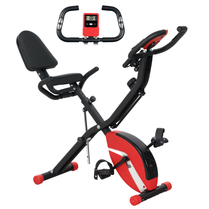 SPORTNOW Folding Exercise Bike with Arm Bands and Hand Pulse Sensor