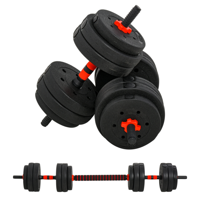 HOMCOM 20kg Adjustable 2 IN 1 Barbell Dumbbells Weight Set for Body Fitness