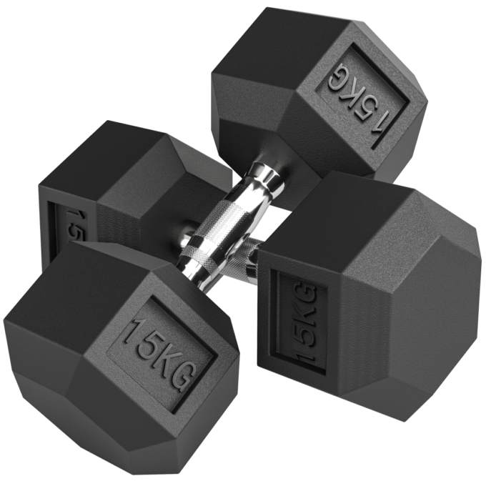 HOMCOM Rubber Hex Dumbbell Portable Hand Weights for Home Gym