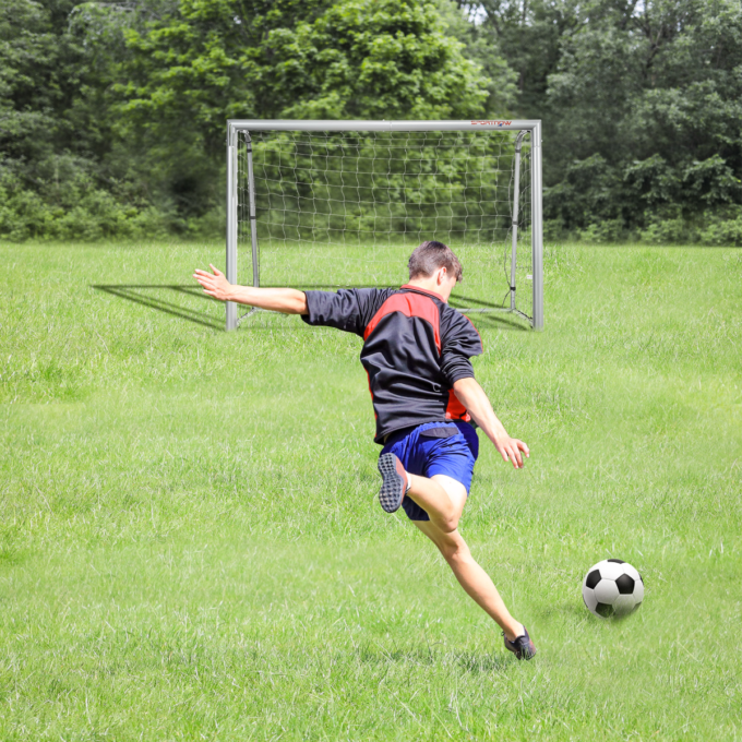 SPORTNOW 10ft x 6.5ft Football Goal, Simple Set Up Football Training Net