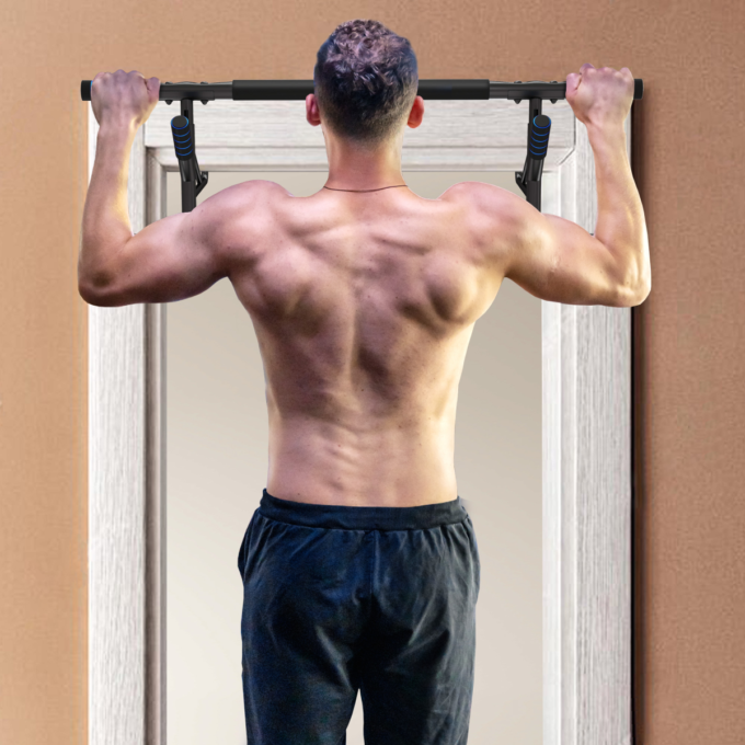 SPORTNOW Pull-Up Bar Doorway Push Up Stand w/ Resistance Bands for Home Gym