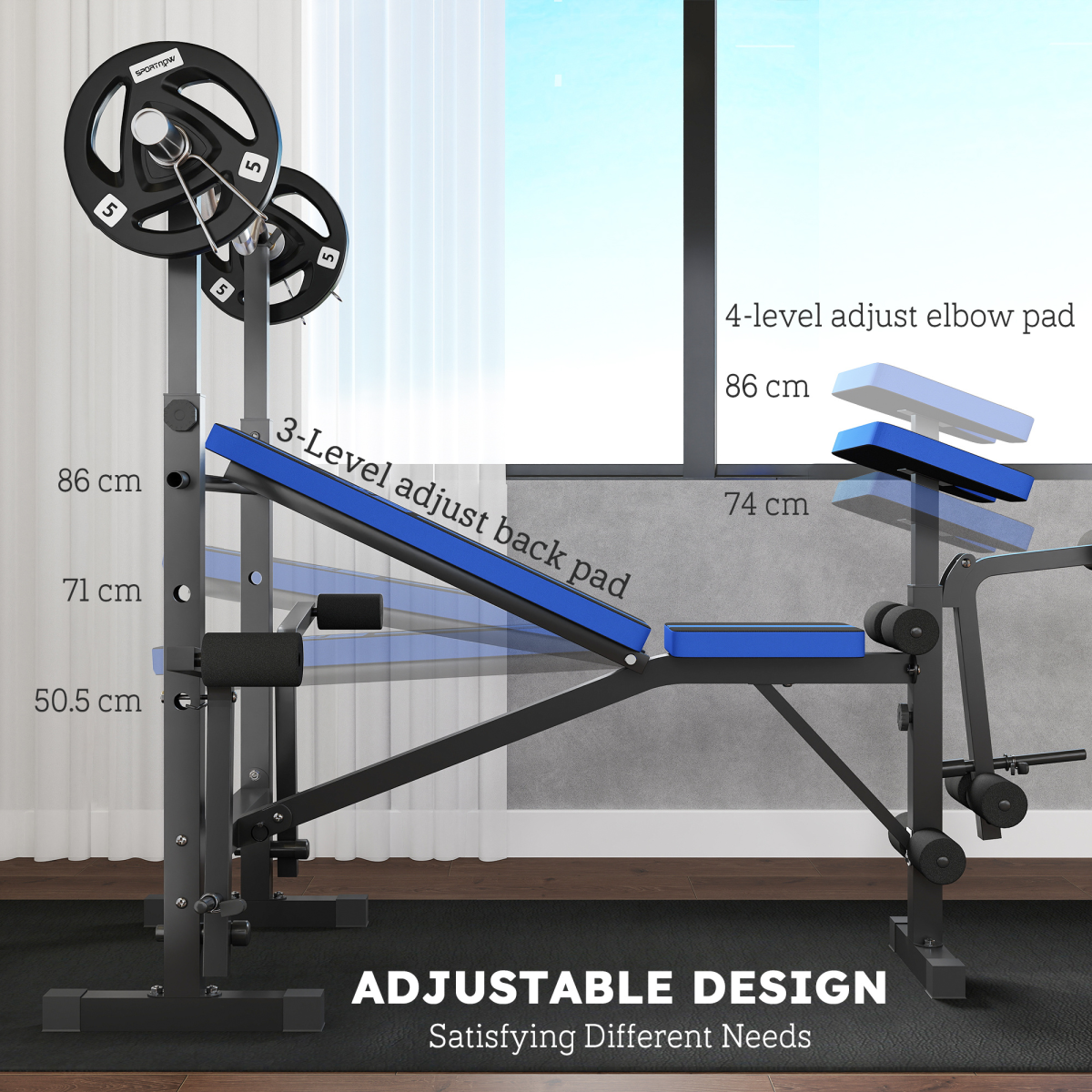 HOMCOM Multi-Function Adjustable Weight Training Bench Gym Fitness Lifting - Image 4