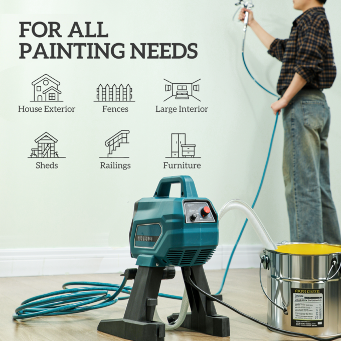 HOMCOM Airless Paint Sprayer, Wall Spray Gun for DIY Painting, 200 Bar