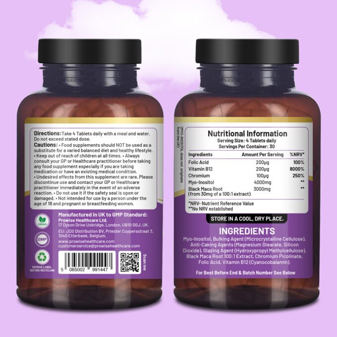 Myo-Inositol Complex 120 Vegan Tablets 7000mg per serving with Black Maca Root
