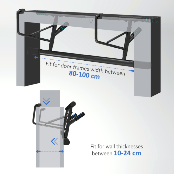 SPORTNOW Pull-Up Bar Doorway Push Up Stand w/ Resistance Bands for Home Gym